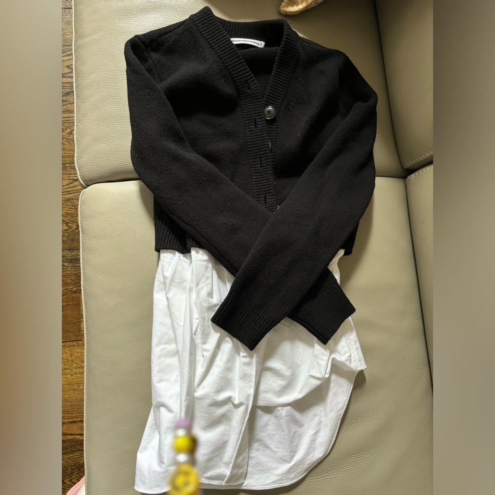 alexander wang sweater top with blouse combo detail